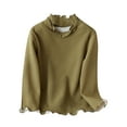 thumbnail image 1 of Lenpel Toddler Girls' Long Sleeve Shirts Ruffle Crew Neck Ribbed Fleece Lined Tee Tops Fall Winter Clothes Size 2-12 Y, 1 of 5