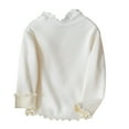 thumbnail image 1 of Lenpel Toddler Girls' Long Sleeve Shirts Ruffle Crew Neck Ribbed Fleece Lined Tee Tops Fall Winter Clothes Size 2-12 Y, 1 of 6