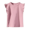 thumbnail image 1 of Lenpel Toddler Girls' Ruffle Tank Tops Soft Cotton Crew Neck Solid Color Sleeveless T Shirts Summer Casual Tees, 1 of 3