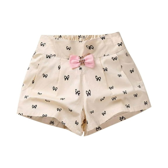Lenpel Toddler Girls' Summer Shorts Cotton Elastic Waist Pull on Printed Wide Leg Shorts Lightweight Casual Shorts