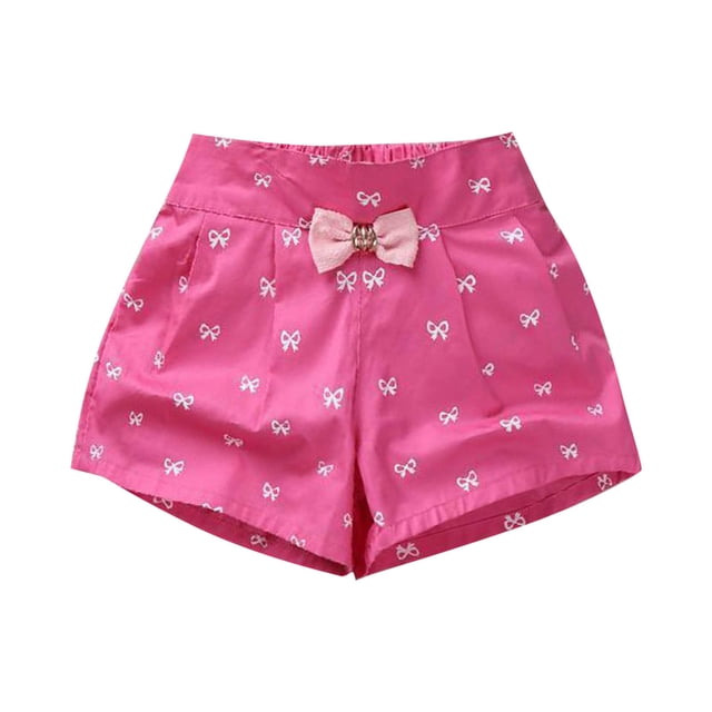 Lenpel Toddler Girls' Summer Shorts Cotton Elastic Waist Pull on Printed Wide Leg Shorts Lightweight Casual Shorts