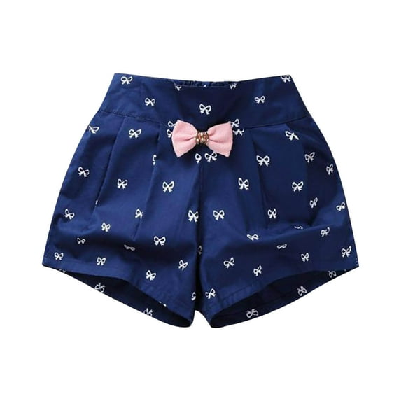 Lenpel Toddler Girls' Summer Shorts Cotton Elastic Waist Pull on Printed Wide Leg Shorts Lightweight Casual Shorts
