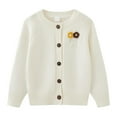 thumbnail image 1 of Lenpel Toddler Girls' Sweater Cardigan Crew Neck Long Sleeve Button down Embroidered Knit Outwear Solid Fall Outfits, 1 of 6