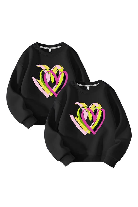 Toddler Girls' Sweatshirts 2 Pc Long Sleeve Crew Neck Soft Cotton Graphic Pullover Tops Fall Winter Outfits