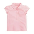 thumbnail image 1 of Lenpel Toddler Girls' T-Shirts Cotton Puff Short Sleeve Doll Collared Half Button Textured Tee Blouses Cute Summer Tops, 1 of 6