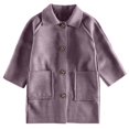 thumbnail image 1 of Lenpel Toddler Jackets for Girls Button down Long Sleeve Fall Winter Outfits Solid Warm Overcoats Size 2-8 T, 1 of 3