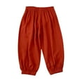 thumbnail image 1 of Lenpel Toddler Summer Pants Girls Boys Elastic Waist Pull on Lantern Trousers Lightweight Casual Joggers 2-13 Y, 1 of 5