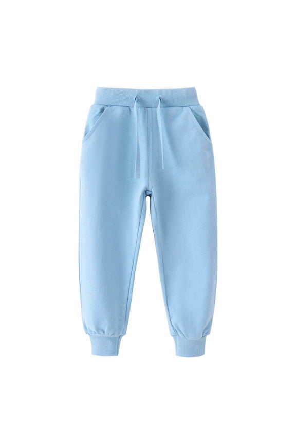 Toddler Sweatpants Boys Girls Cotton Solid Elastic Waist Drawstring Athletic Pants Casual Joggers for Children