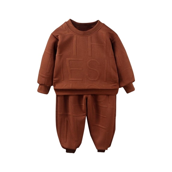 Lenpel Toddler Sweatsuits Girls Boys Solid Long Sleeve Crew Neck Pullover Sweatshirts Joggers Set Fall Winter Outfits