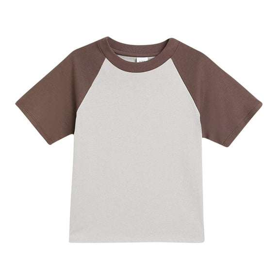 Lenpel Toddler T Shirts Unisex Baby Girls Boys Short Sleeve Crew Neck Color Block Soft Cotton Tees Casual Summer Tops