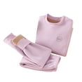 thumbnail image 1 of Lenpel Toddler Thermal Underwear Sets for Girls Boys Wool Fleece Lined Warm Base Layer Top Bottom 2 Pcs Clothing Set, 1 of 2
