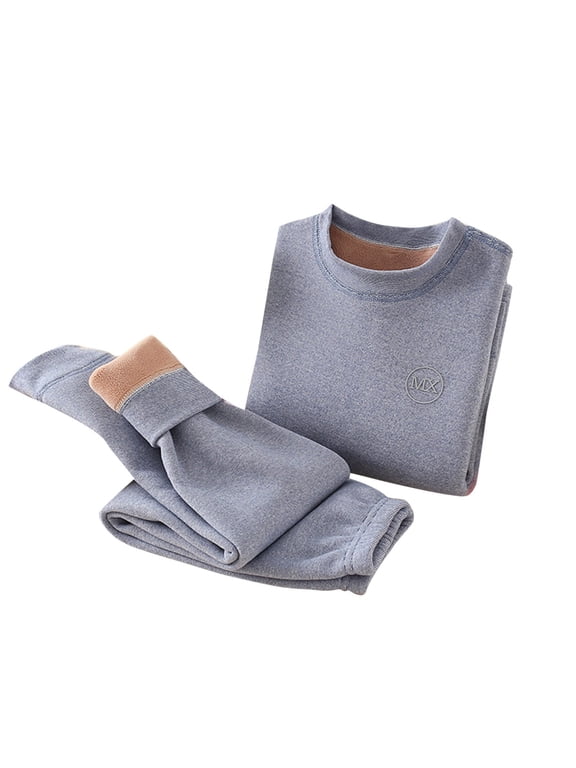 Toddler Thermal Underwear Sets for Girls Boys Wool Fleece Lined Warm Base Layer Top Bottom 2 Pcs Clothing Set