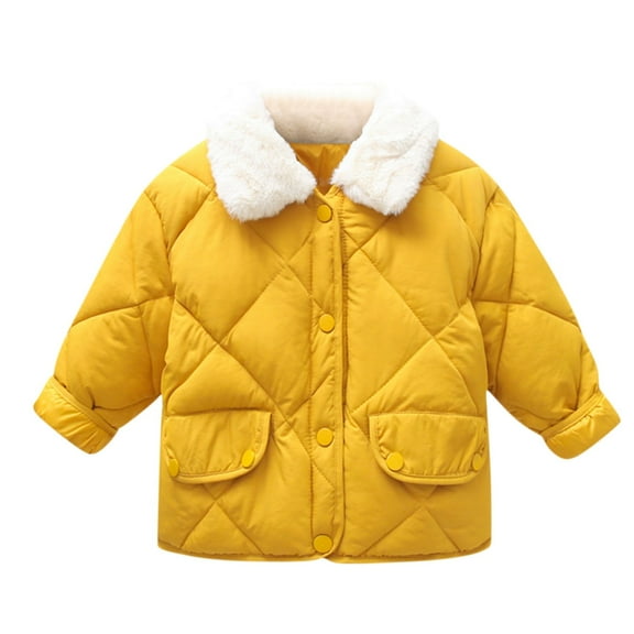 Lenpel Toddler Winter Coats Thick Warm Button down Lapel Boys Girls Quilted Puffer Jacket Padded Outwear for 2-7 T