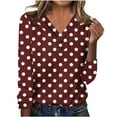 thumbnail image 1 of Lenpel Tunic Tops for Women Trendy Long Sleeve Crossover V Neck Printed Asymmetrical Hem T Shirts Casual Loose Tee Blouses(Wine,X-Large), 1 of 7