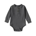 thumbnail image 1 of Lenpel Unisex Baby Boy Girl Clothes Newborn Ribbed Button Long Sleeve Bodysuits Infant Cotton Rompers, 1 of 3