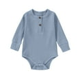 thumbnail image 1 of Lenpel Unisex Baby Boy Girl Clothes Newborn Ribbed Button Long Sleeve Bodysuits Infant Cotton Rompers, 1 of 3
