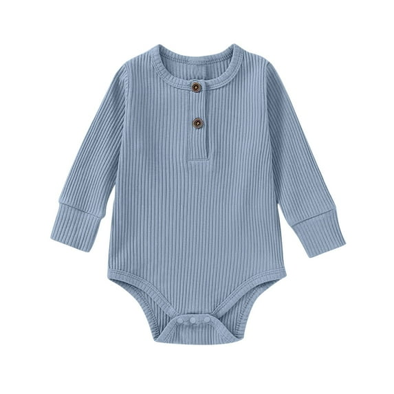 Lenpel Unisex Baby Boy Girl Clothes Newborn Ribbed Button Long Sleeve Bodysuits Infant Cotton Rompers