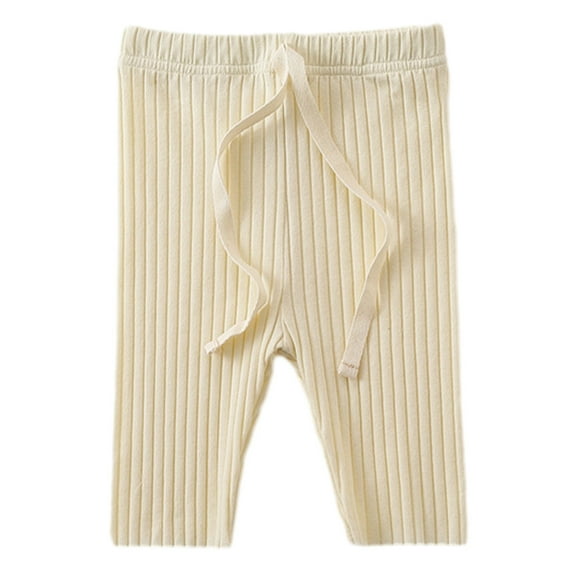Lenpel Unisex Baby Clothes Cotton Solid Color Stretch Ribbed Knitted Trousers Newborn Pants for 3-12 M Girls Boys