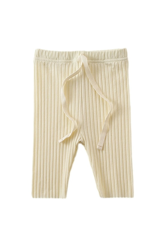 Unisex Baby Clothes Cotton Solid Color Stretch Ribbed Knitted Trousers Newborn Pants for 3-12 M Girls Boys