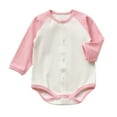 thumbnail image 1 of Lenpel Unisex Baby Clothes Newborn Cotton Ribbed Long Sleeve Button down Color Block Bodysuits Infant Footless Rompers, 1 of 3