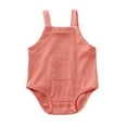 thumbnail image 1 of Lenpel Unisex Baby Clothes Newborn Infant Sleeveless Button Solid Color Bodysuits Strapped Corduroy Rompers, 1 of 4