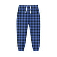 thumbnail image 1 of Lenpel Unisex Children's Joggers Girls Boys Plaid Elastic Waist Drawstring Lounge Pants Toddler Jogger Pants(Blue,7-8 Years), 1 of 3