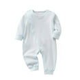thumbnail image 1 of Lenpel Unisex Newborn Clothes Soft Cotton Long Sleeve Button down Solid Jumpsuit Infant Baby Romper 0-24 Months, 1 of 3