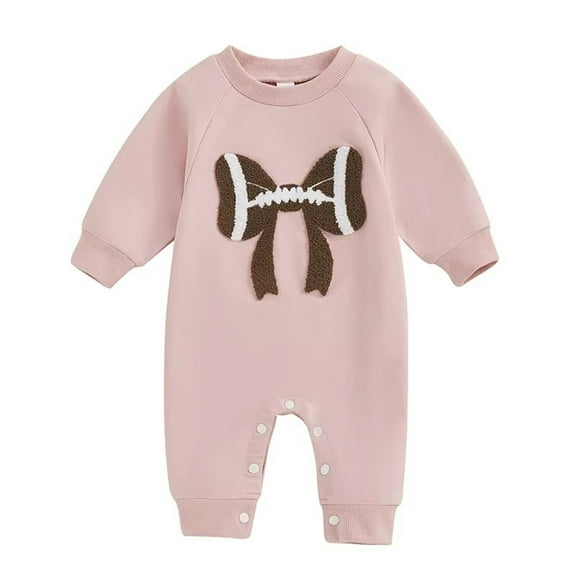 Lenpel Unisex Newborn Infant Jumpsuits Baby Boy Girl Cotton Long Sleeve Crew Neck Graphic Footless Rompers One Piece Outfits(Pink,12-18 Months)