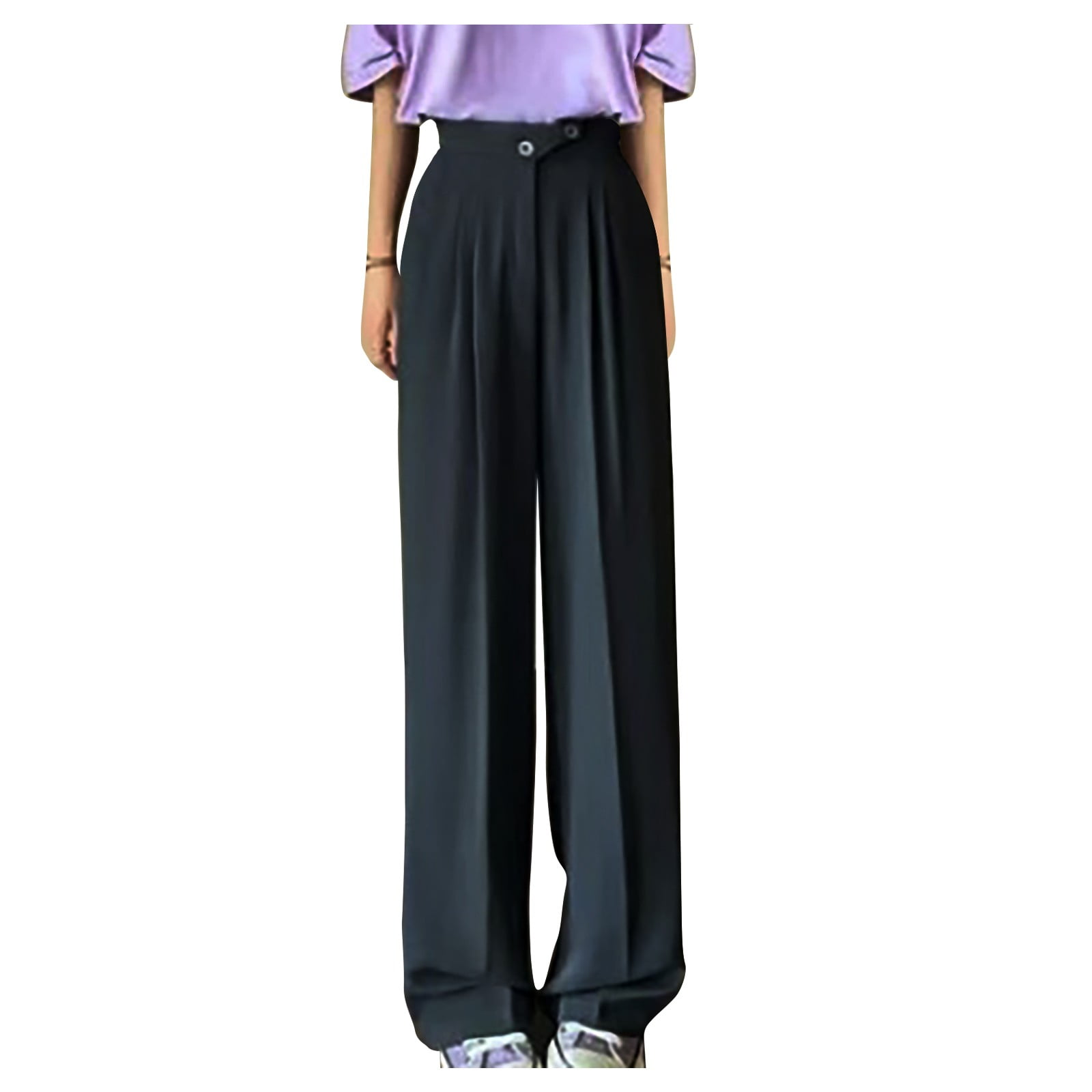 Lenpel Wide Leg Dress Pants for Women Loose Business Casual Work ...