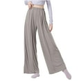 thumbnail image 1 of Lenpel Wide Leg Pants for Woman Summer Casual Elastic High Waisted Palazzo Yoga Lounge Pants Baggy Travel Vacation Trousers, 1 of 7