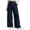 thumbnail image 1 of Lenpel Wide Leg Pants for Women Casual Loose High Waisted Pleated Palazzo Pants Comfy Lounge Sweatpants with Pockets, 1 of 7
