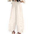 thumbnail image 1 of Lenpel Wide Leg Pants for Women Elastic High Waisted Pleated Solid Color Palazzo Lantern Pants Baggy Casual Trousers, 1 of 5
