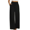 thumbnail image 1 of Lenpel Wide Leg Pants for Women High Waisted Drawstring Loose Casual Trousers Palazzo Lounge Pants with Pockets, 1 of 6