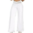 thumbnail image 1 of Lenpel Wide Leg Pants for Women Hollow out Crossover High Waisted Palazzo Pants Baggy Trendy Casual Trousers(White,X-Large), 1 of 6