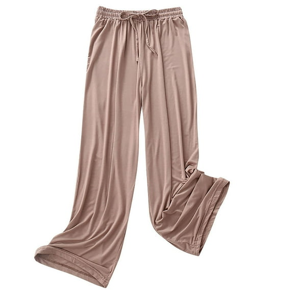 Lenpel Wide Leg Pants for Women Modal Drawstring Elastic High Waisted Soft Comfy Lounge Yoga Pants Lightweight Pj Bottoms