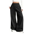 thumbnail image 1 of Lenpel Wide Leg Sweatpants for Women Soft Comfy High Waisted Drawstring Workout Lounge Pants Baggy Athletic Casual Trousers(Black,X-Large), 1 of 7
