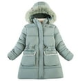 thumbnail image 1 of Lenpel Winter Clothes for Toddler Girls Padded Zip up Hooded Quilted Puffer Jacket Warm down Coats for 5-9 Years, 1 of 3