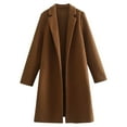 thumbnail image 1 of Lenpel Winter Overcoat for Women Fall Winer Open Front Lapel Wool Blend Long Jacket Fashion Warm Solid Cardigan, 1 of 3