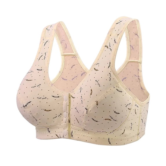 Lenpel Wireless Bras for Women Plus Size Comfort Full Coverage Front Closure Bralettes for Seniors Soft Cotton Bras