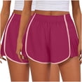 thumbnail image 1 of Lenpel Women's 2 Pc Athletic Shorts Casual Elastic High Waisted Pull on Side Pleated Workout Gym Shorts Summer Running Shorts, 1 of 4