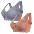 thumbnail image 1 of Lenpel Women's 2 Pc Front Closure Bras Wireless Comfort Support Full Coverage Lace Bralettes Soft Plus Size Bras, 1 of 4