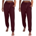 thumbnail image 1 of Lenpel Women's 2 Pc Joggers Elastic High Waisted Drawstring Athletic Running Sweatpants Lounge Workout Trousers, 1 of 7