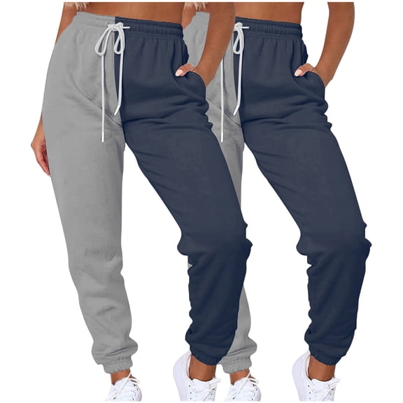 Lenpel Women's 2 Pc Joggers Fall Fashion High Waisted Drawstring Color Block Sweatpants Streetwear Lounge Pants