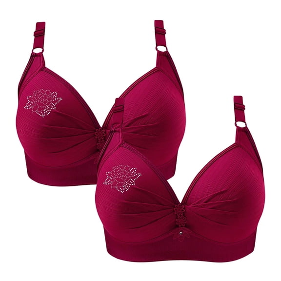 Lenpel Women's 2 Pc Plus Size Bras Comfortable Wireless Full Coverage Lift Push up Bralettes Supportive Everyday Bras