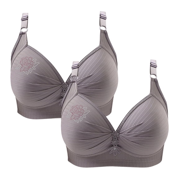 Lenpel Women's 2 Pc Plus Size Bras Comfortable Wireless Full Coverage Lift Push up Bralettes Supportive Everyday Bras
