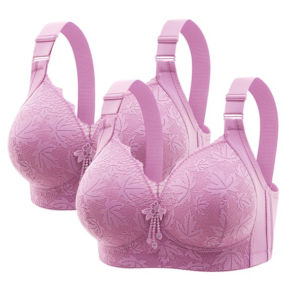 Lenpel Women's 2 Pc Push up Bras Wireless Comfort Supportive Lift Lace Full Coverage Bralettes Plus Size Everyday Bras