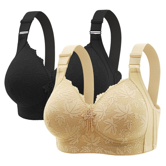 Lenpel Women's 2 Pc Push up Bras Wireless Comfort Supportive Lift Lace Full Coverage Bralettes Plus Size Everyday Bras