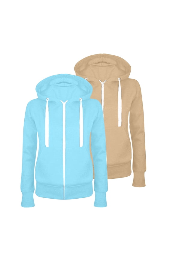 Women's 2 Pc Zip up Hoodies Casual Long Sleeve Solid Color Basic Sweatshirts Track Jacket with Pockets