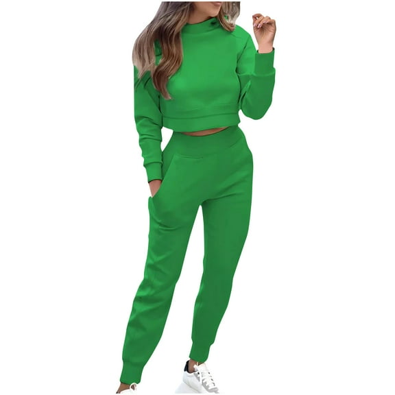 Lenpel Women's 2 Piece Lounge Sets Fall Long Sleeve Mock Neck Pullover Sweatshirts Jogger Pants Matching Sweatsuits