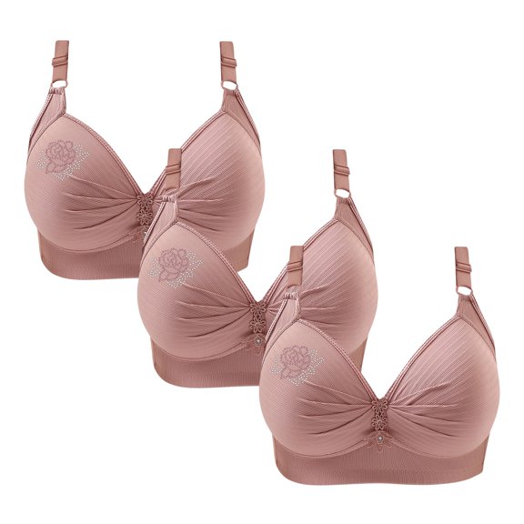 Lenpel Women's 3 Pc Push up Bras No Underwire Supportive Lift Full Coverage Plus Size Bralettes Comfortable Bras
